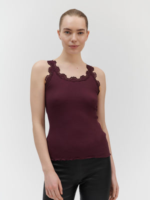 Silk top w/lace-Singlet-Rosemunde-Aandahls