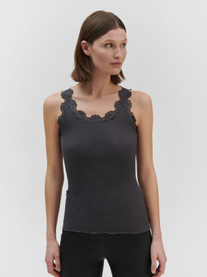 Silk top w/lace-Singlet-Rosemunde-Aandahls