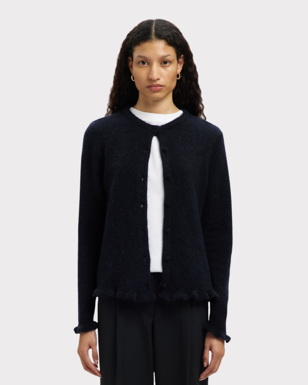 Slflulu Frill Ls Knit Cardigan-CARDIGAN-Selected Femme-Aandahls