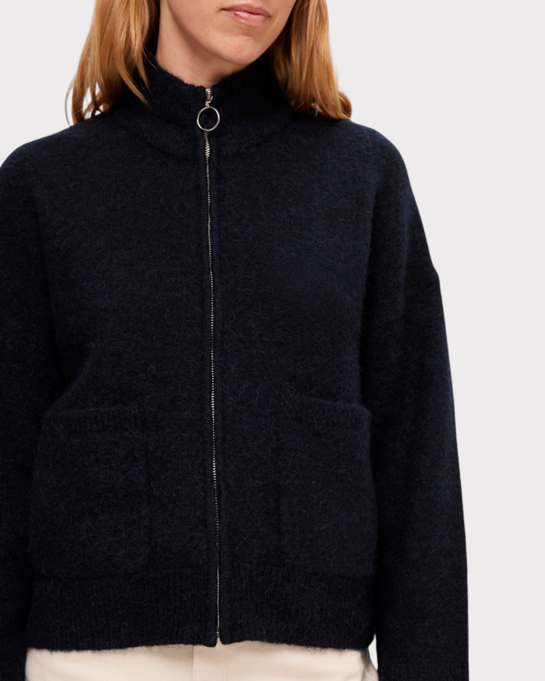 Slfsia Ras Ls Knit Zipper Cardigan Noos-CARDIGAN-Selected Femme-Aandahls