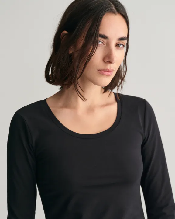 Slim COT/ELA LS Scoop Neck TOP-T-shirt-Gant-Aandahls