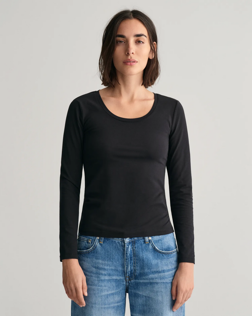 Slim COT/ELA LS Scoop Neck TOP-T-shirt-Gant-Aandahls