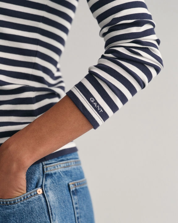 Slim striped ribbed LS-Overdel-Gant-Aandahls