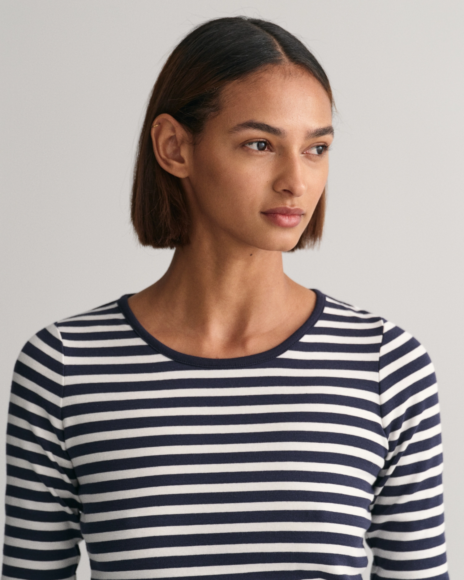Slim striped ribbed LS-Overdel-Gant-Aandahls