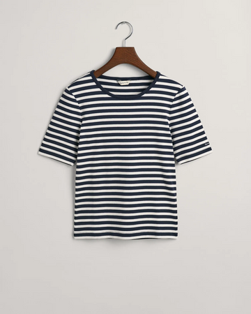 Slim striped ribbed ss-T-shirt-Gant-Aandahls