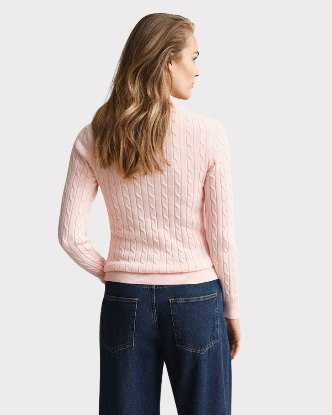 Stretch Cotton Cable C-Neck