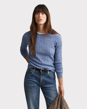 Stretch Cotton Cable C-Neck-Genser-Gant-Aandahls