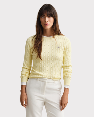 Stretch Cotton Cable C-Neck