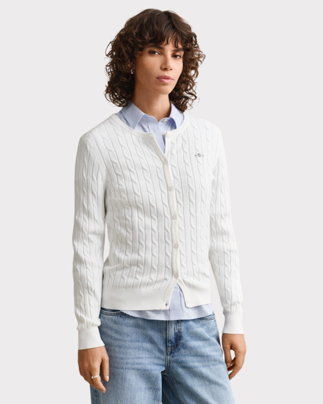 Stretch Cotton Cable Cardigan-Cardigan-Gant-Aandahls