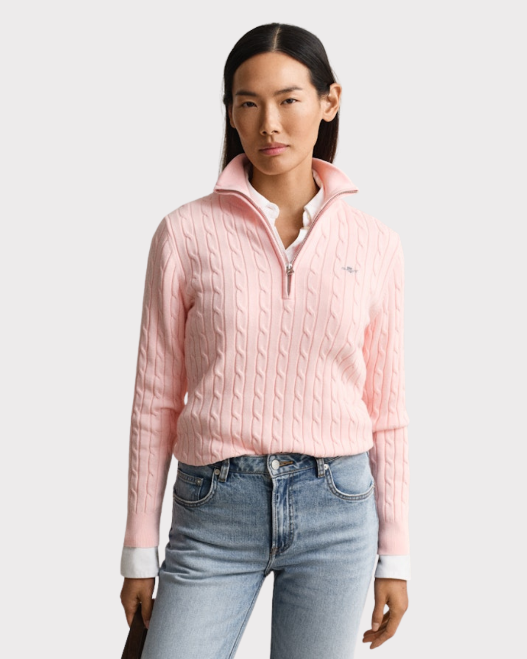 Stretch Cotton Cable Half-Zip