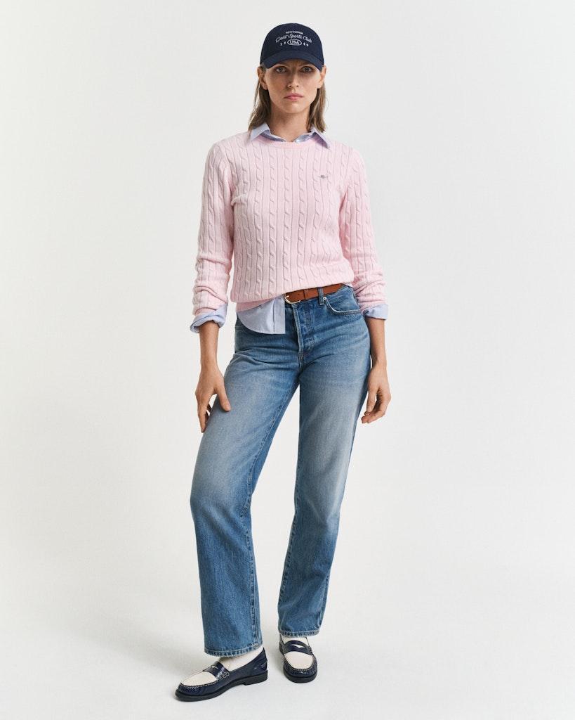 Stretch cotton cable c-neck-Strikk-Gant-Aandahls