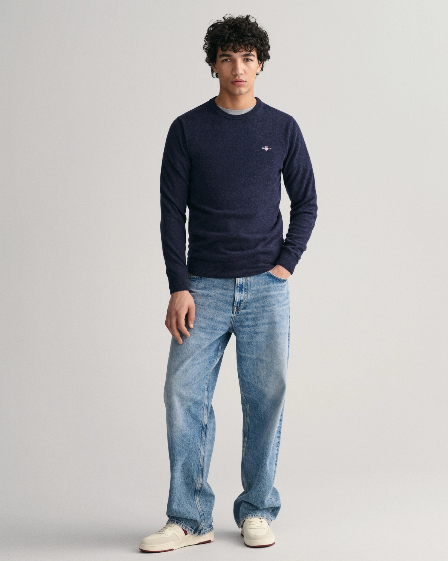 Superfine Lambwool C-neck-Strikk-Gant-Aandahls