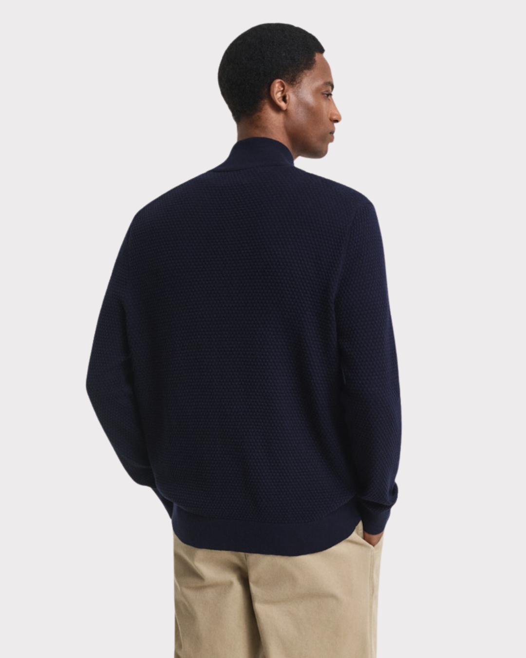 Textured Cotton Merino Cardigan-Genser-Gant-Aandahls