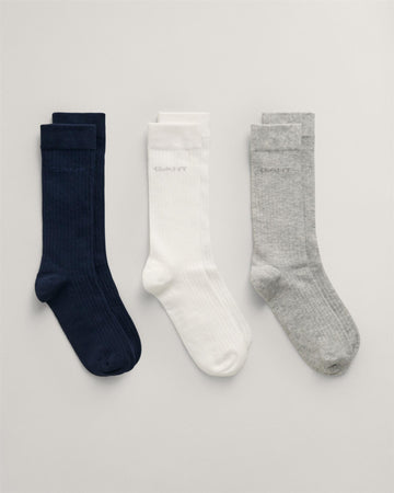 Tonal logo rib socks 3-pack-Strømper osv-Gant-Aandahls