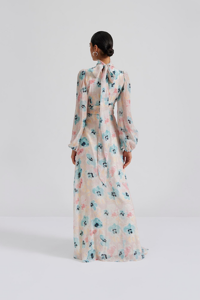 Valerie open back silk Blend maxi dress-Kjole-By Malina-Aandahls