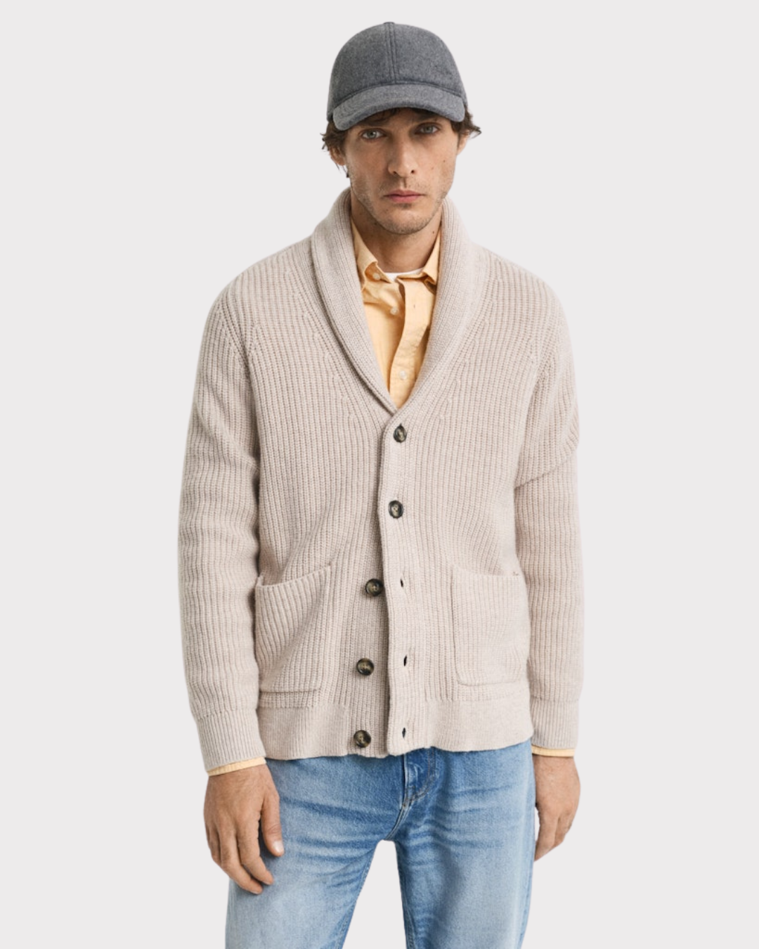 Wool Blend Shawl Collar Cardigan-Genser-Gant-Aandahls