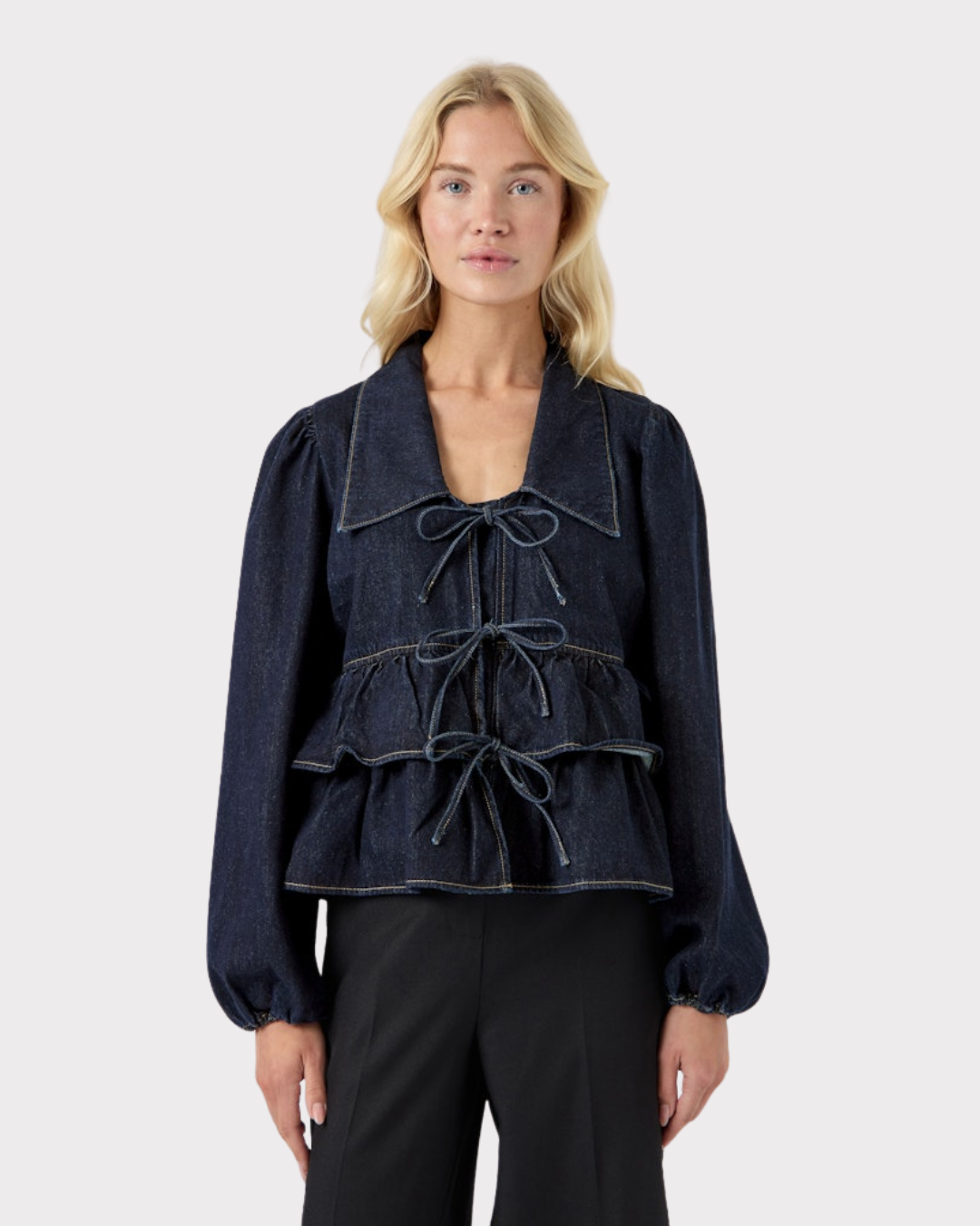Yascelina Ls Denim Tie Top S. - Ex-Topper-Y.A.S-Aandahls