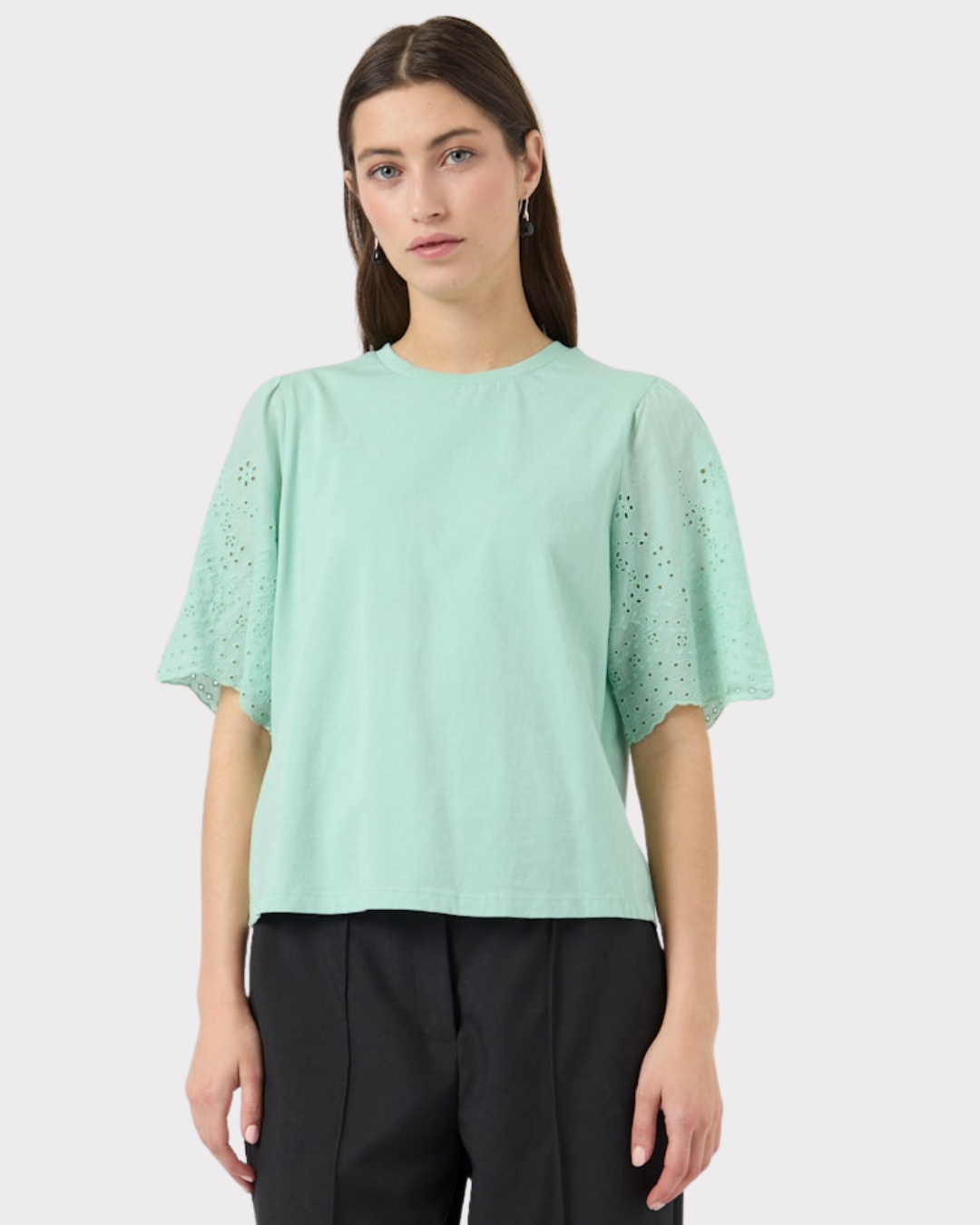 Yaslex Ss Top W. Emb Sleeves S. Noos-Overdel-YAS-Aandahls