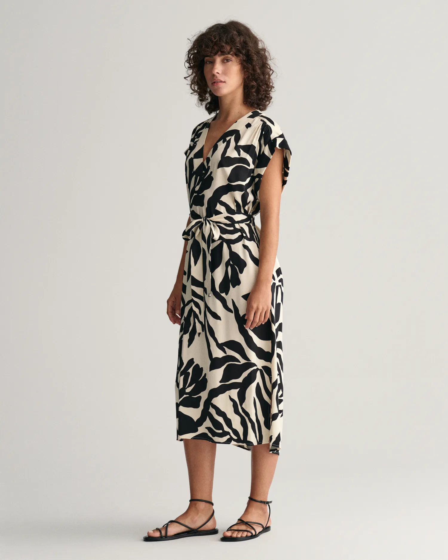 RELpalm print ss dress