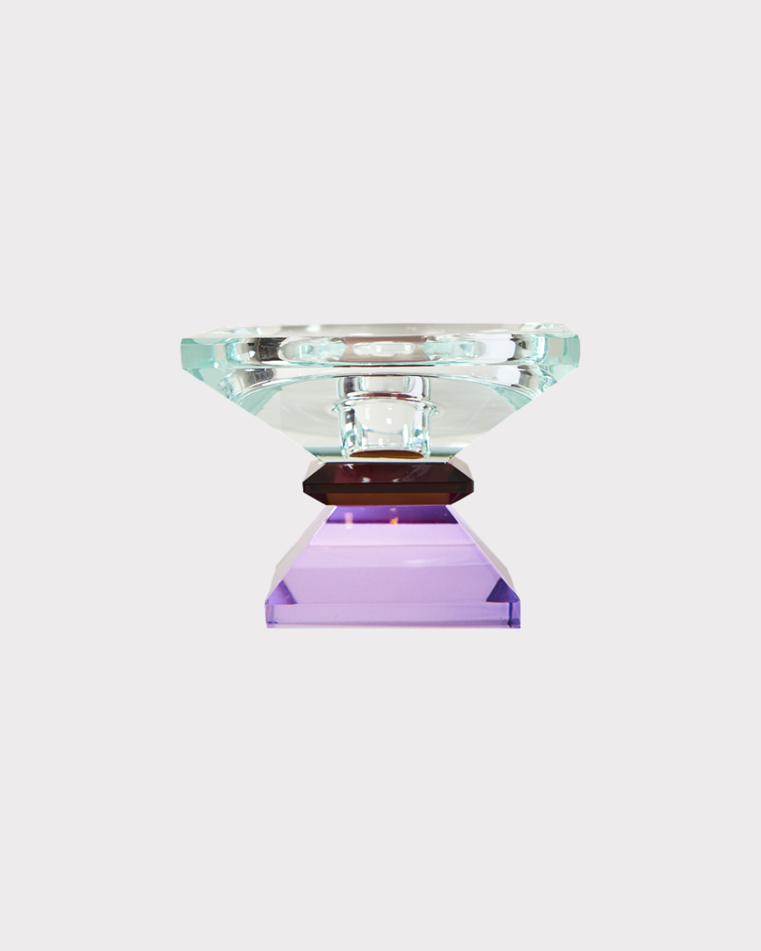 krystall stake, lys mint/violet/mørk brun