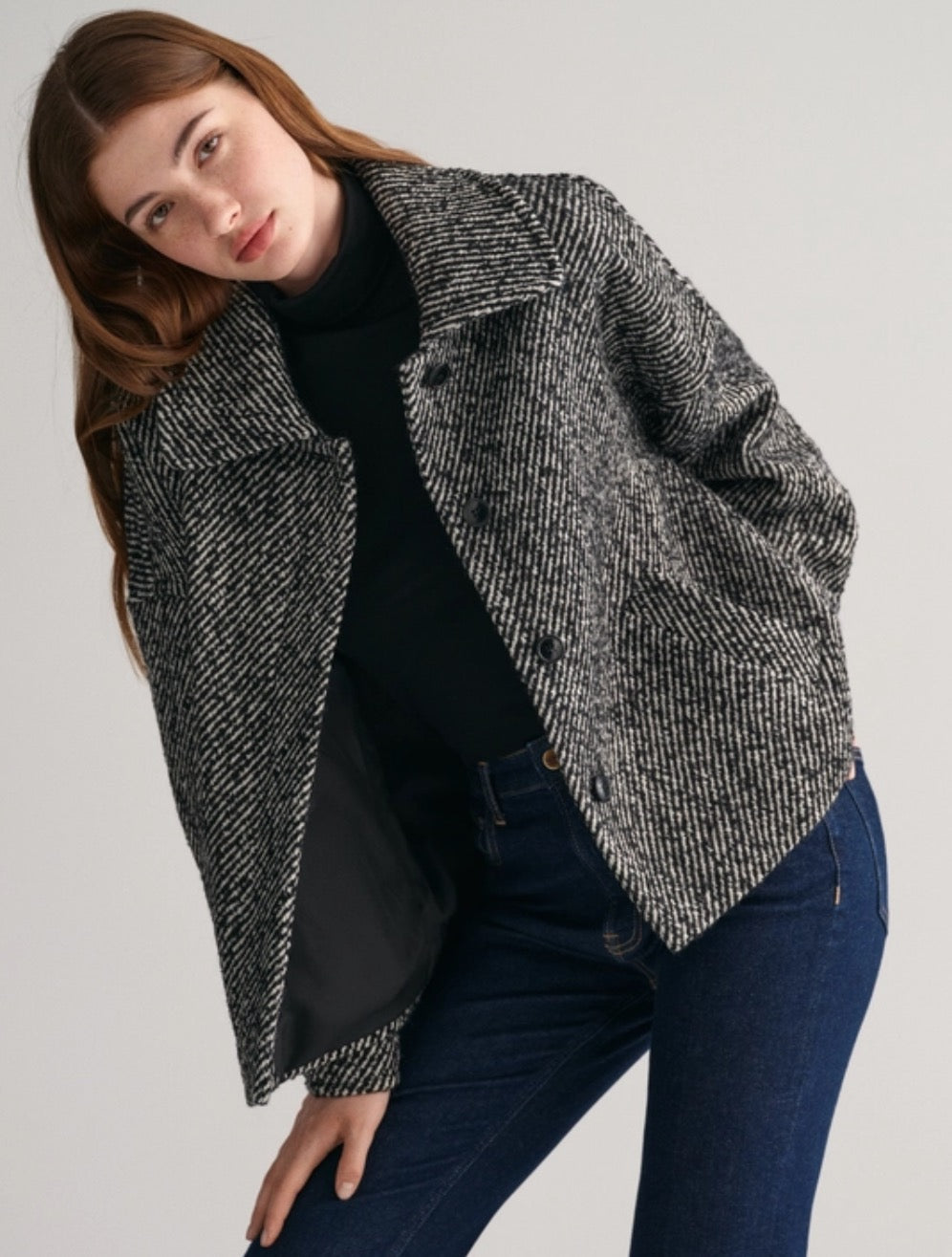 Pattern Cropped Wool jacked