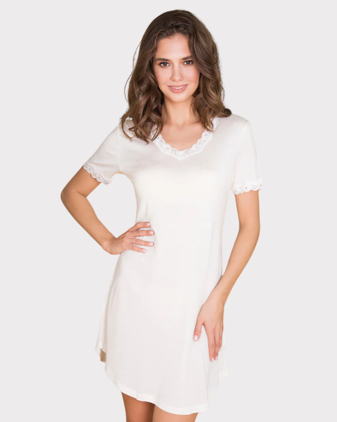 Silk Jersey Nightgown w.sleeve
