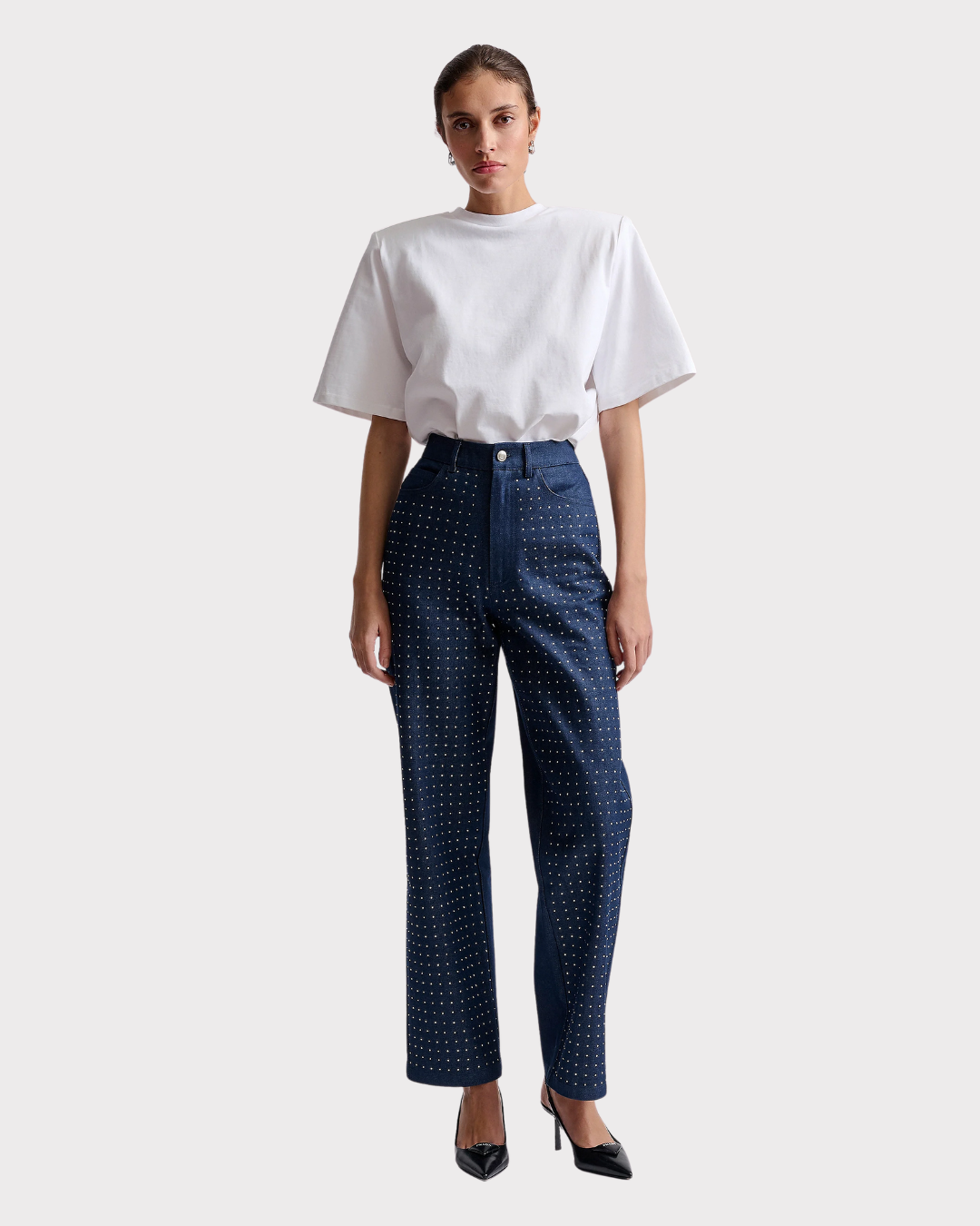 Kendra High waisted rhinestone Jeans