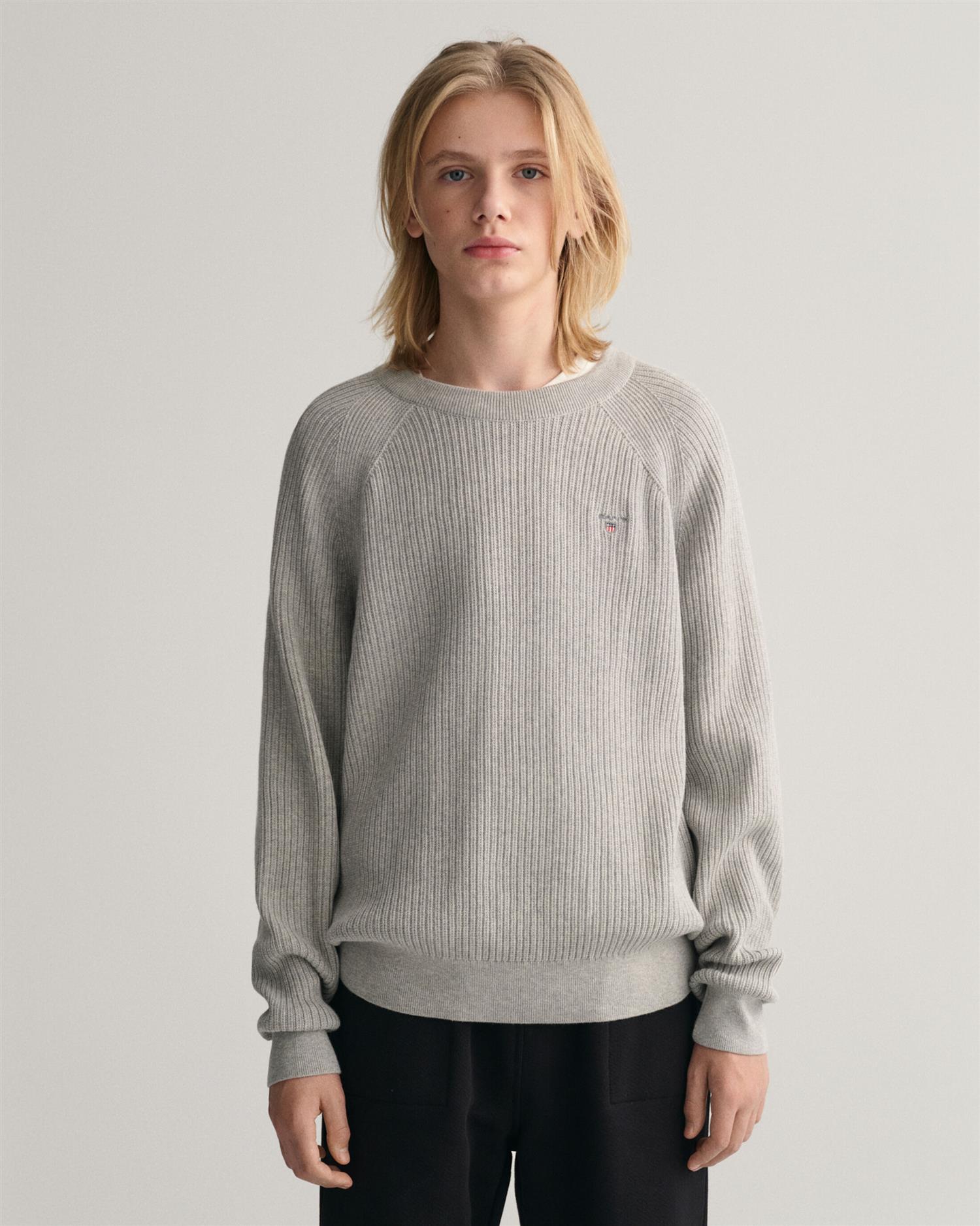 CASUAL COTTON RIBBED C-NECK