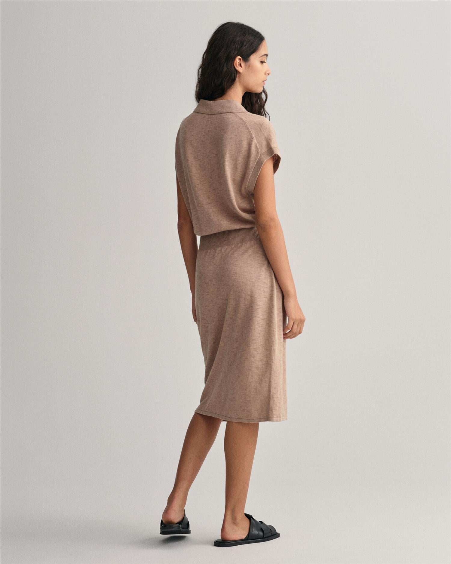 LINEN-BLEND COLLAR DRESS