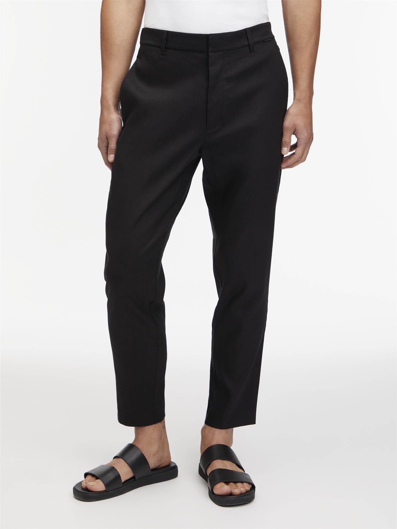 Cotton-linen cropped tapered