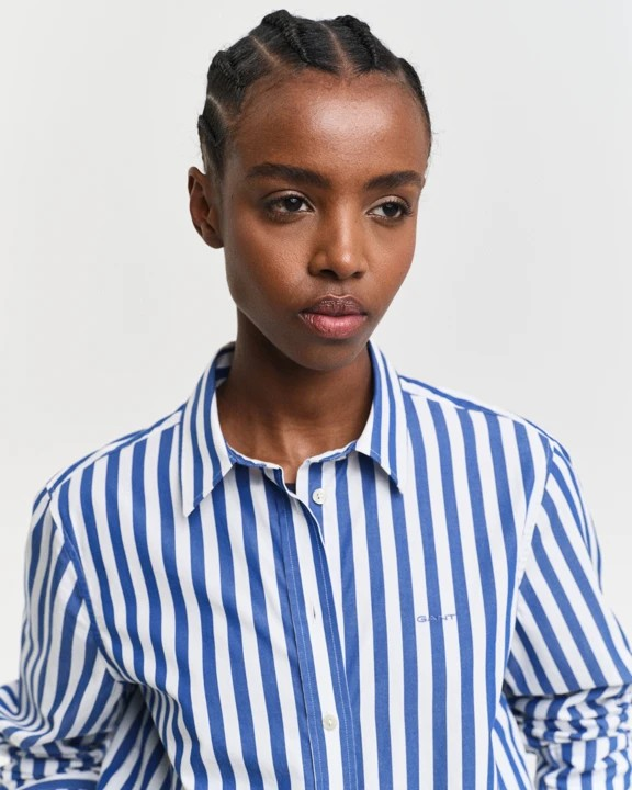 Poplin wide striped shirt