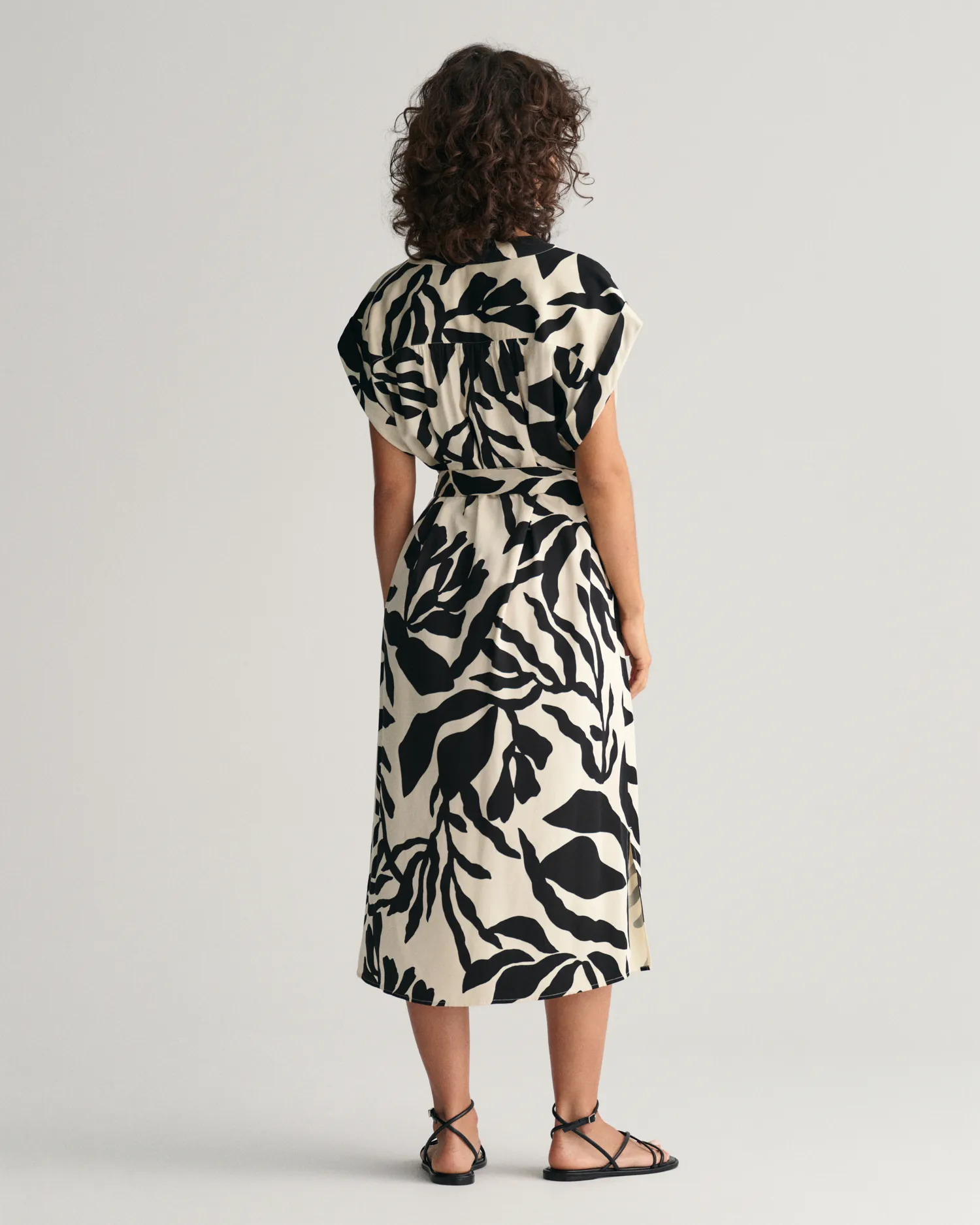 RELpalm print ss dress
