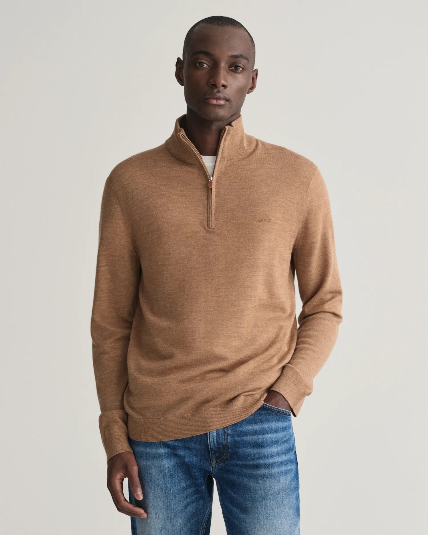 Extrafine merino wool half zip