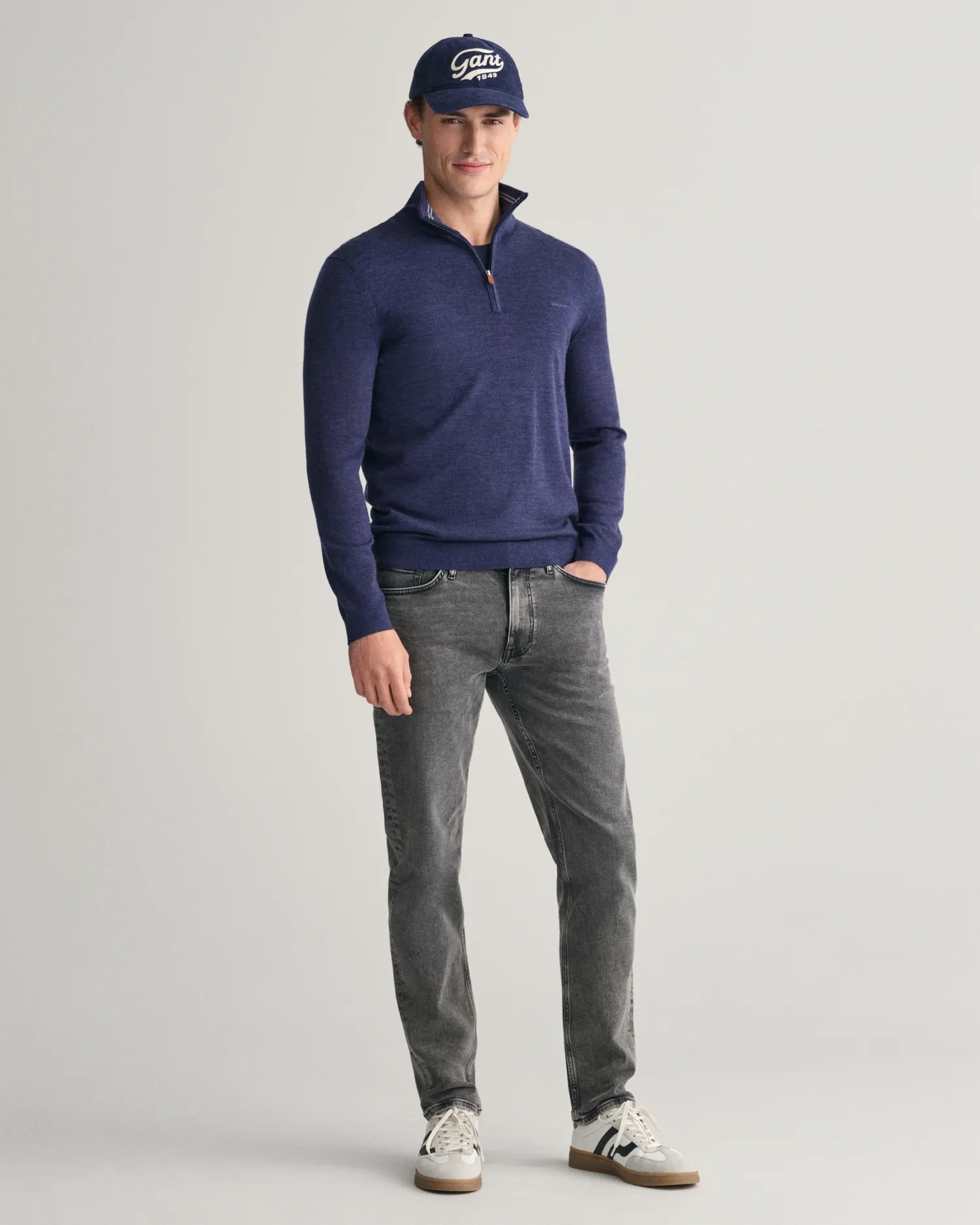 Extrafine merino wool half zip