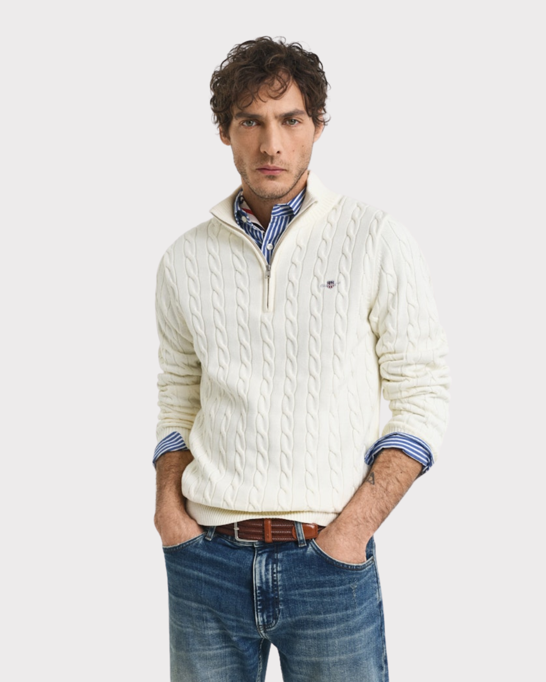 Cotton Cable Half Zip