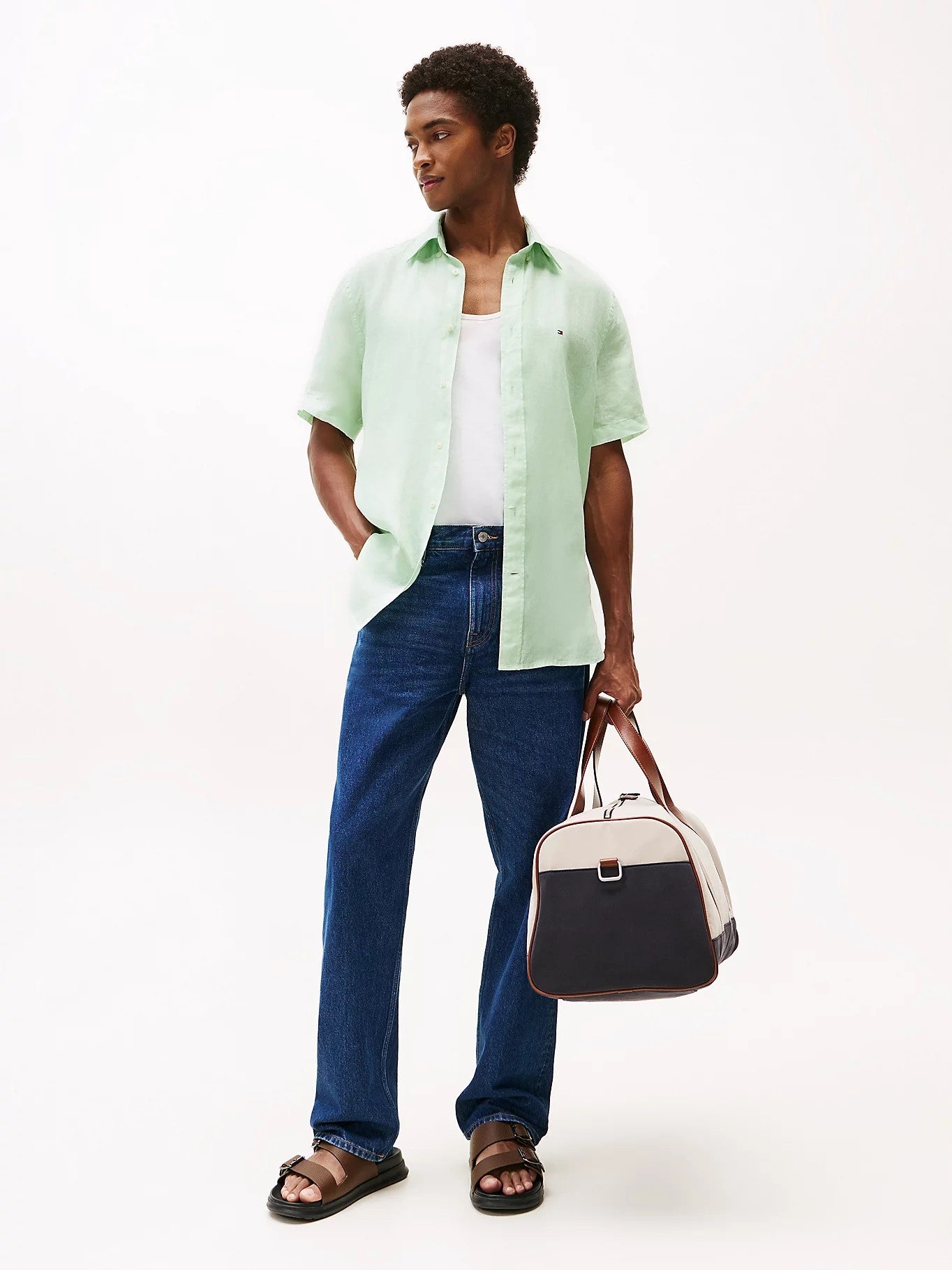 Pigment dyed linen shirt