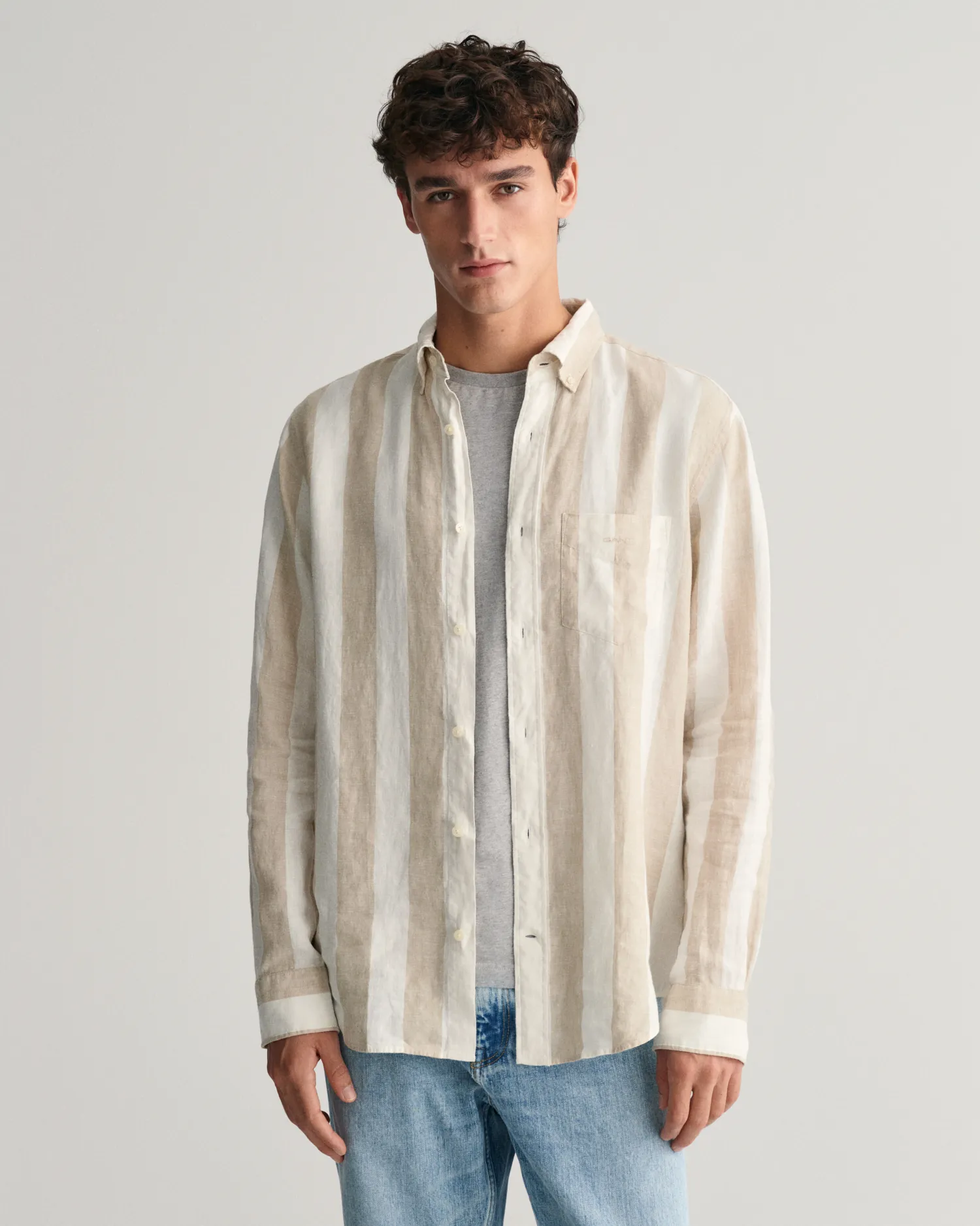 REG BOLD STRIPE LINEN SHIRT