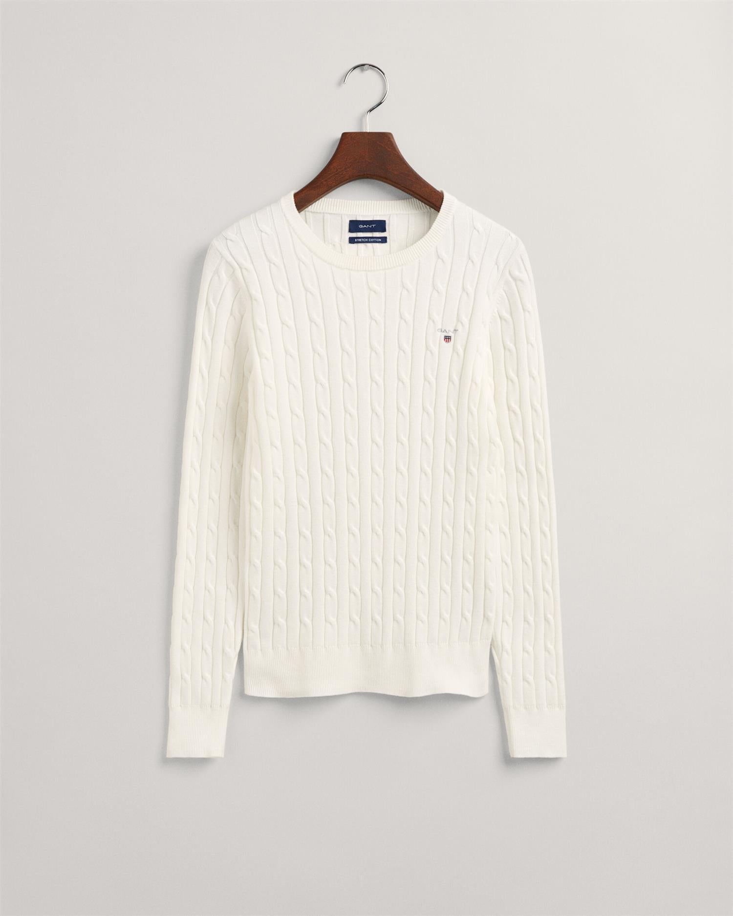 Stretch cotton cable c-neck
