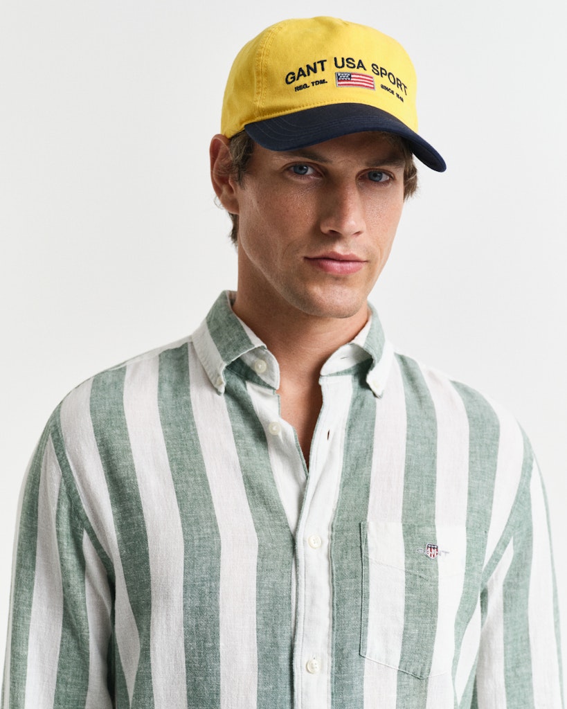 Reg cotton linen bold stripe shirt