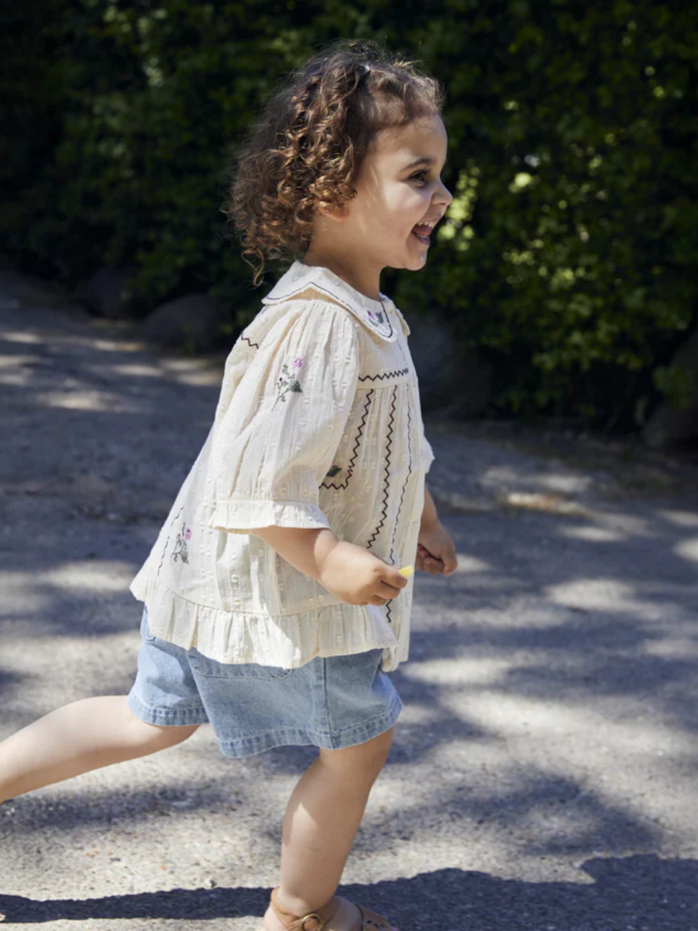 Dobby SS Rose Embr Blouse-Overdel-Fliink-Aandahls