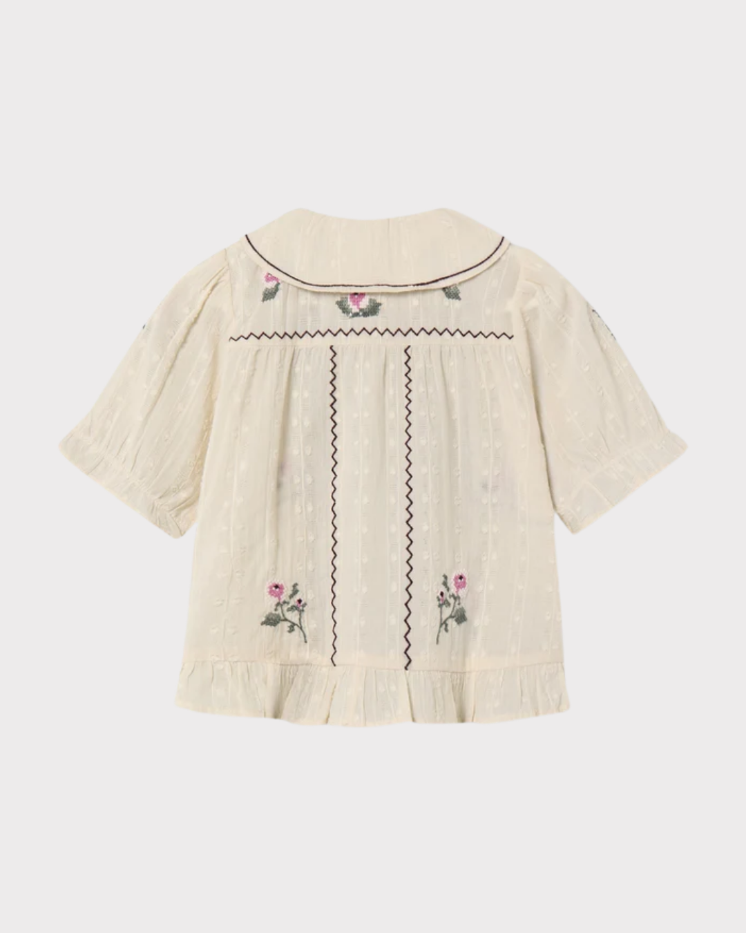 Dobby SS Rose Embr Blouse-Overdel-Fliink-Aandahls