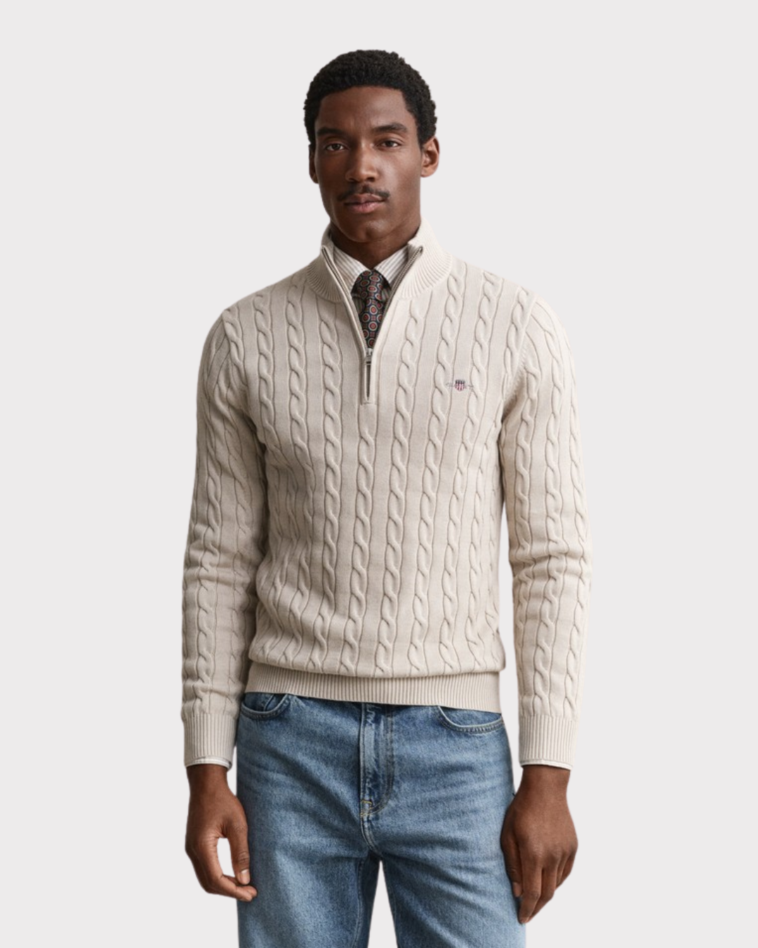 Cable Knit Half-Zip Sweater