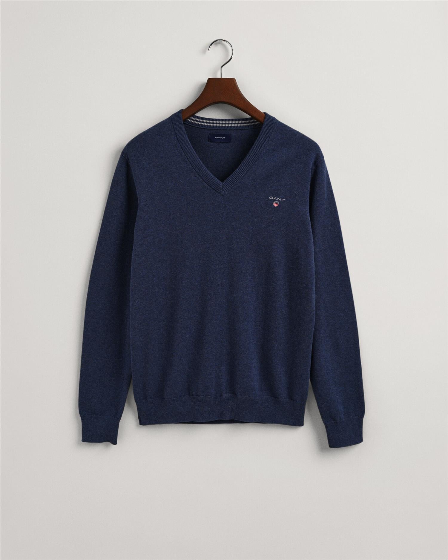 CLASSIC COTTON V-NECK-Strikk-Gant-Aandahls