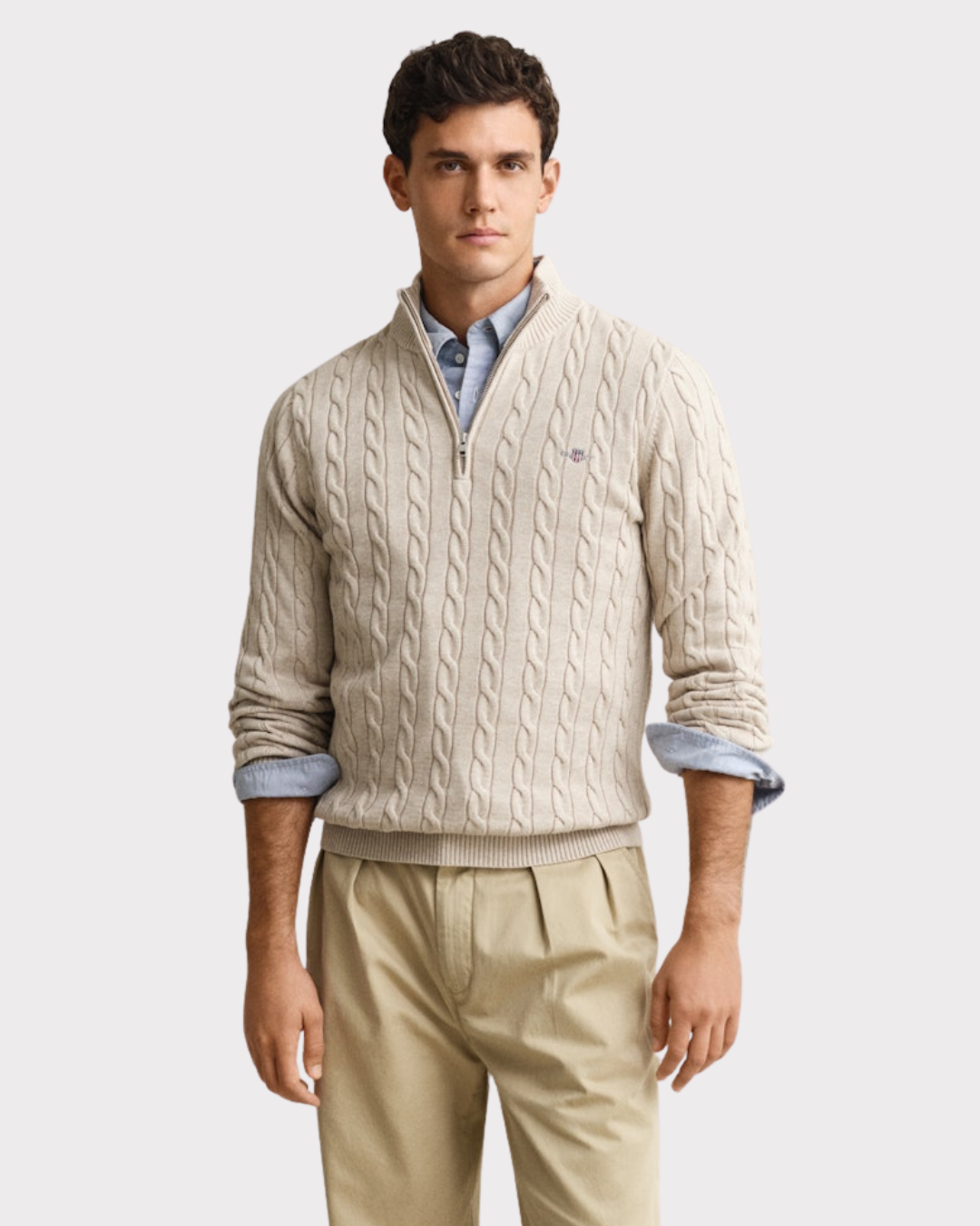 Cotton Cable Half Zip-Genser-Gant-Aandahls