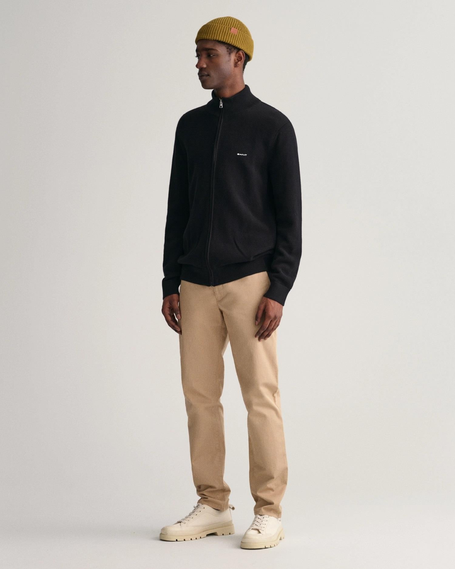 Cotton Pique Zip Cardigan-Cardigan-Gant-Aandahls