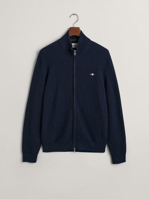 COTTON TEXTURE ZIP CARDIGAN-Strikk-Gant-Aandahls