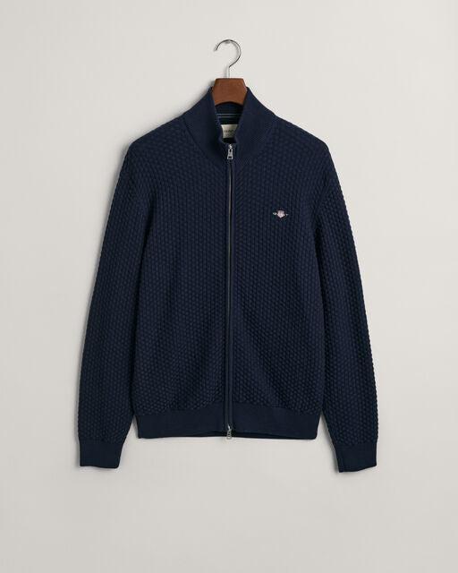 COTTON TEXTURE ZIP CARDIGAN-Strikk-Gant-Aandahls