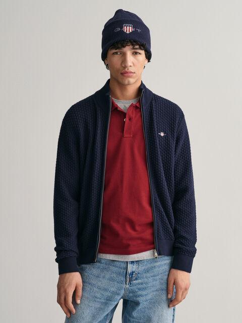 COTTON TEXTURE ZIP CARDIGAN-Strikk-Gant-Aandahls