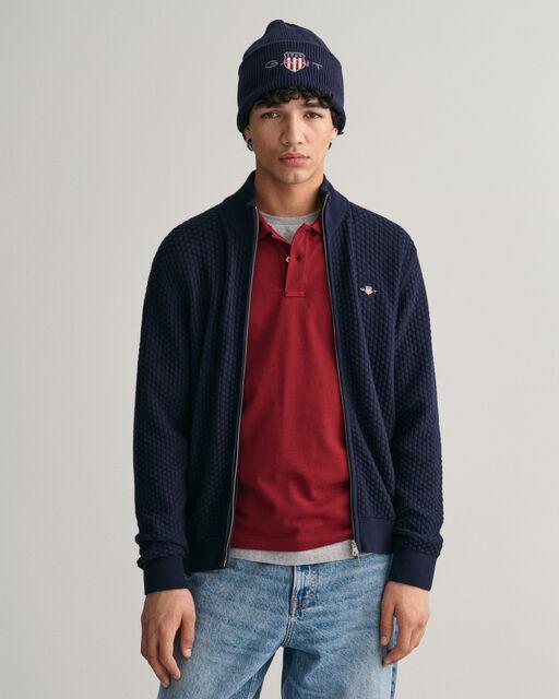 COTTON TEXTURE ZIP CARDIGAN-Strikk-Gant-Aandahls