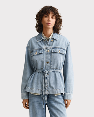 Denim Jacket With Tie Detail
